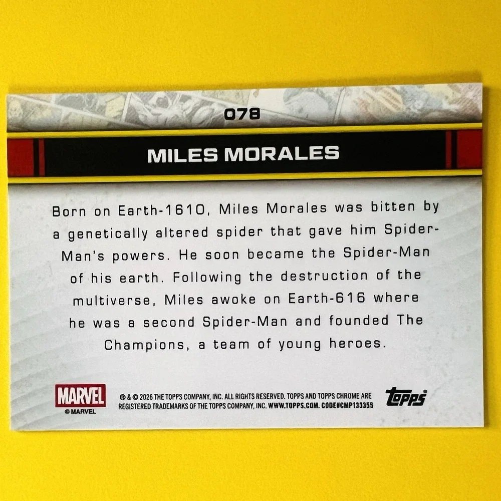 2026 Topps Chrome Marvel Miles Morales #78 Base Card Spider-Man